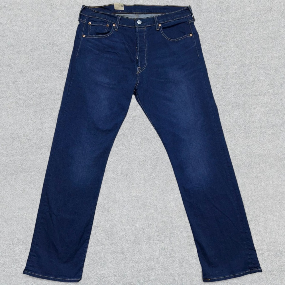 NEW Levi's 501 Jeans Men's 38x32 Blue Dark Denim Straight Leg Button Fly Stretch